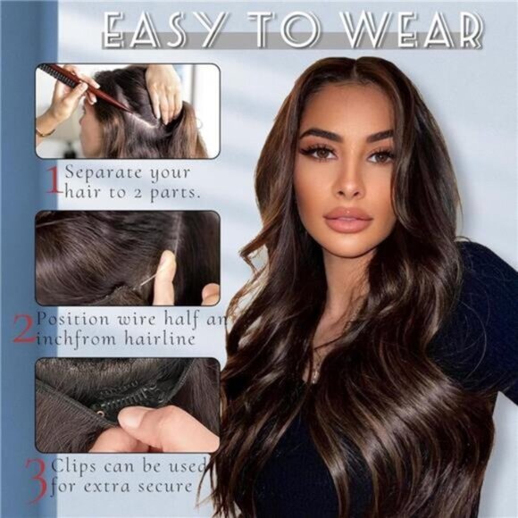 Hair Extensions 4 Secure Clips in, Light Ash Brown with Blonde Highlights - Picture 6 of 6